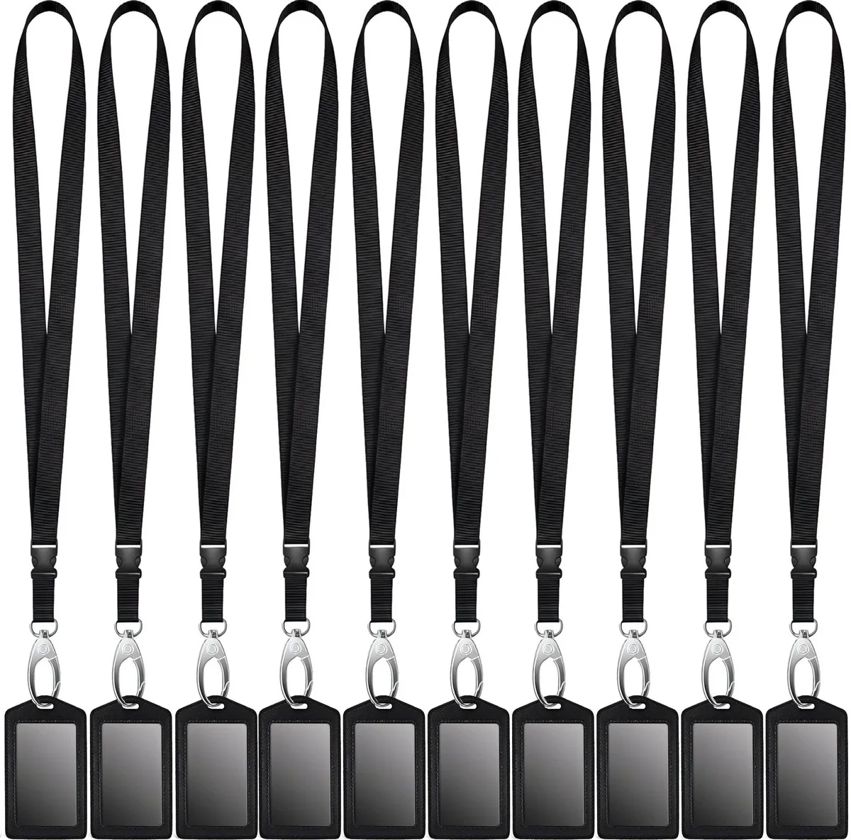 Set zwarte lanyards met zwarte badgehouders